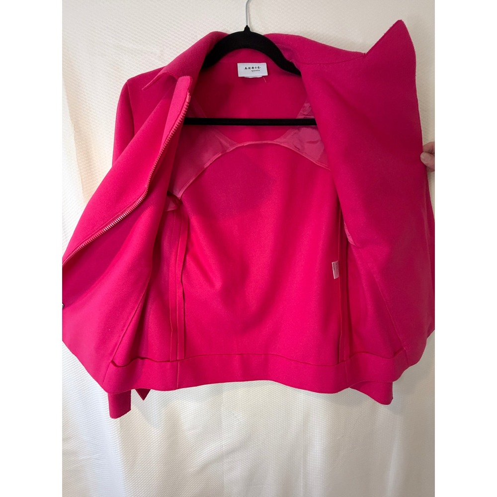 Akris Punto Pink Wool Blend Moto Jacket Women 4 Fair - Picture 6 of 16